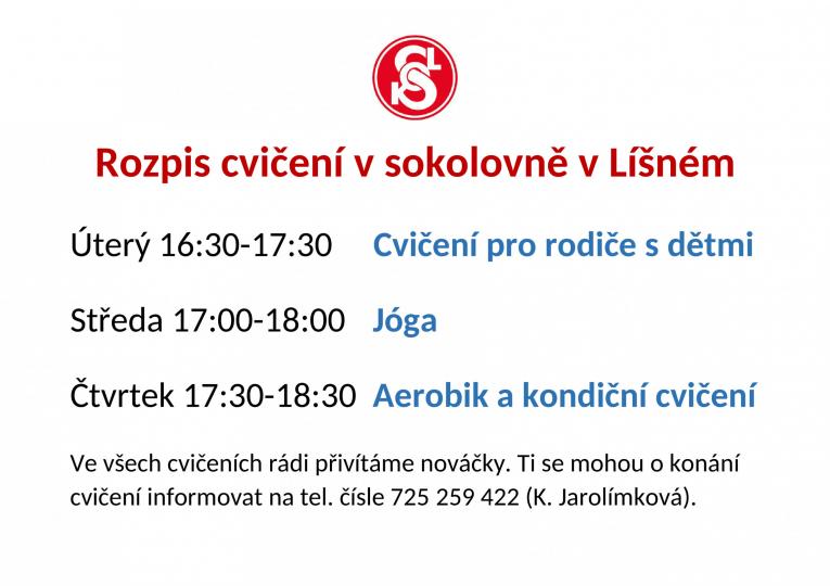 Rozpis cvičení